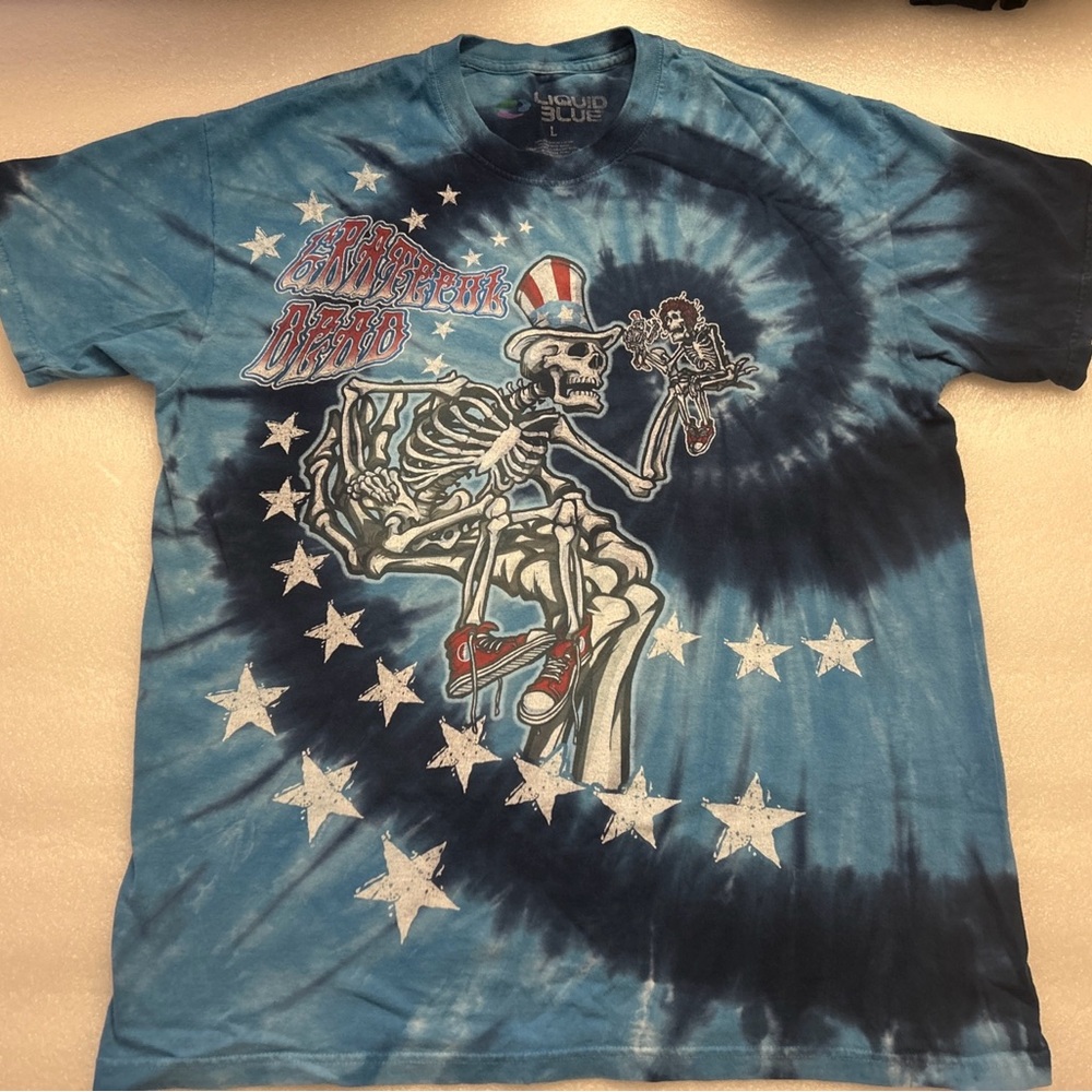 The Grateful Dead - Liquid Blue - Uncle Sam I Am- Tie Dye- L-Red, White and Blue